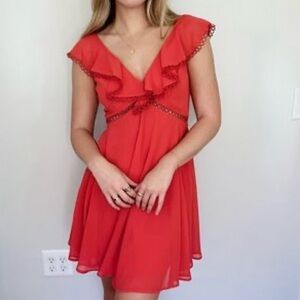 ASOS Red Ruffle Sleeveless Mini Dress